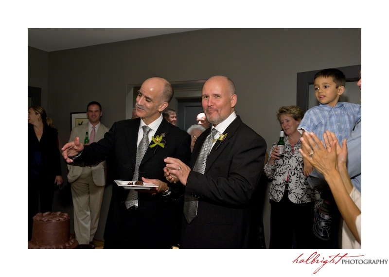 Grooms greet their wedding guests | San Francisco - LGBT Wedding