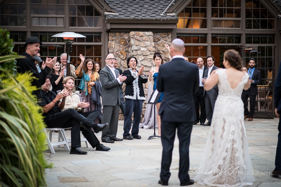 family and friends greet the bride and groom | brazilian room wedding