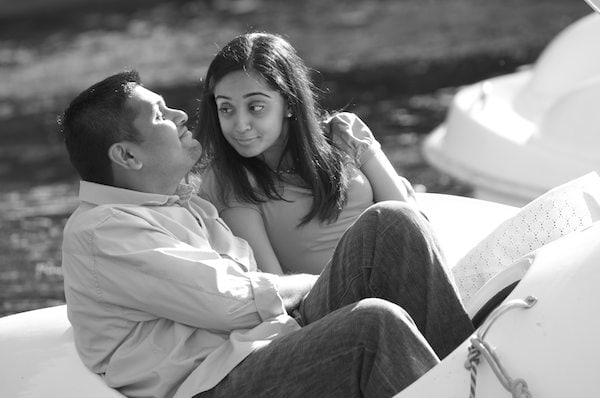 Engagement Portrait of Indian Couple in a paddle boat
