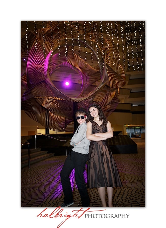 brother and sister pose for a portrait at his bar mitzvah party - san francisco - marriott marquis