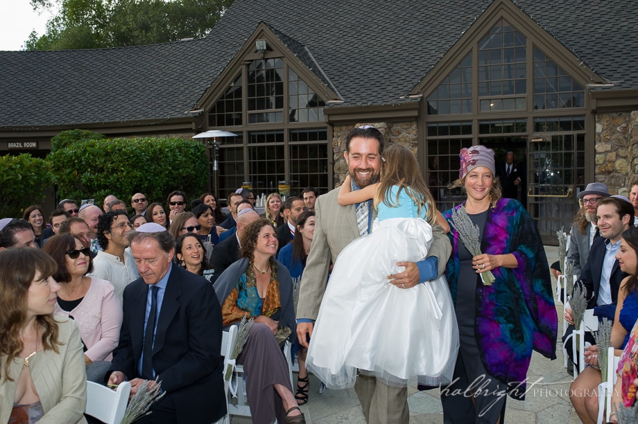 Jay carries his daughter Sophie down the aisle at his brother in law's wedding | Brazil Room - Tilden Park - Berkeley