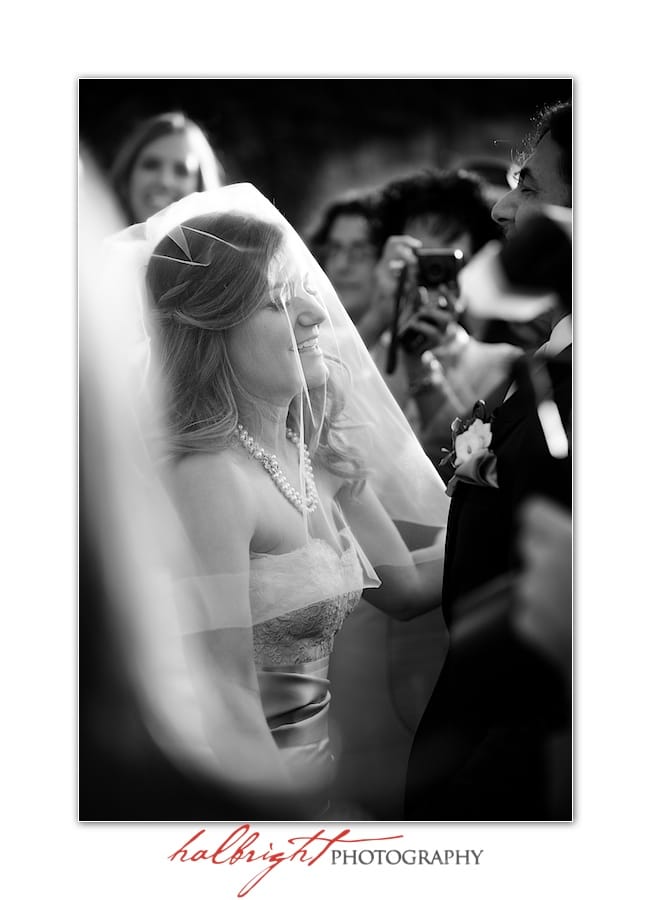 Bride wearing white wedding dress and veil | Napa Wedding - Yountville Wedding - Villagio Inn and Spa