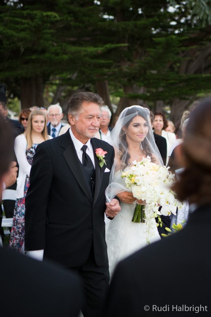 Father of the bride walks daughter down the aisle | Mavericks Half Moon Bay - Bay Area Wedding
