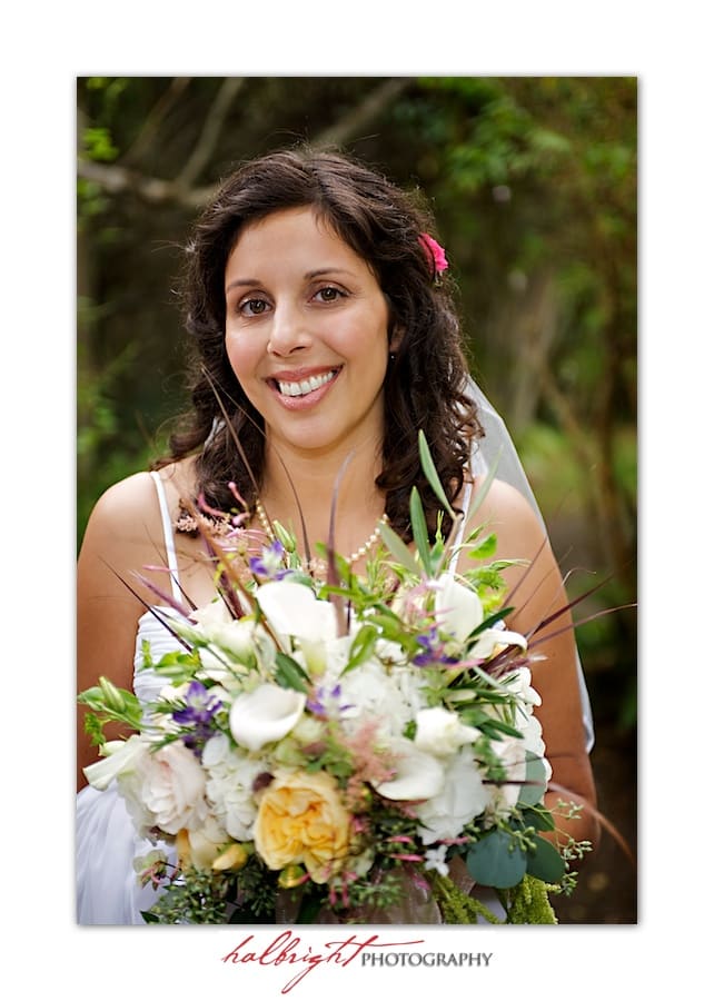 Nina after she emerged in her wedding dress - Wedding Bouquet - Bodega Bay Secret Gardens