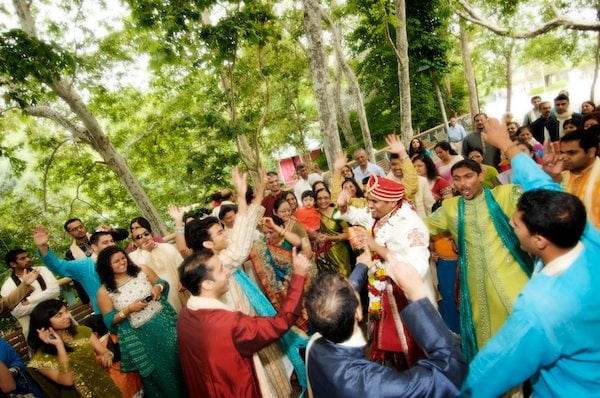 Groom and friends dance during the doli - Gilroy Gardens - Indian Wedding