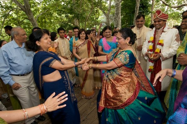 Guests dance during the doli - Gilroy Gardens - Indian Wedding