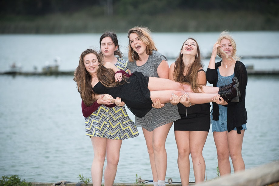 Bela Crews goofs around with her friends during Zoe Waxman Crews Bat Mitzvah Celebration